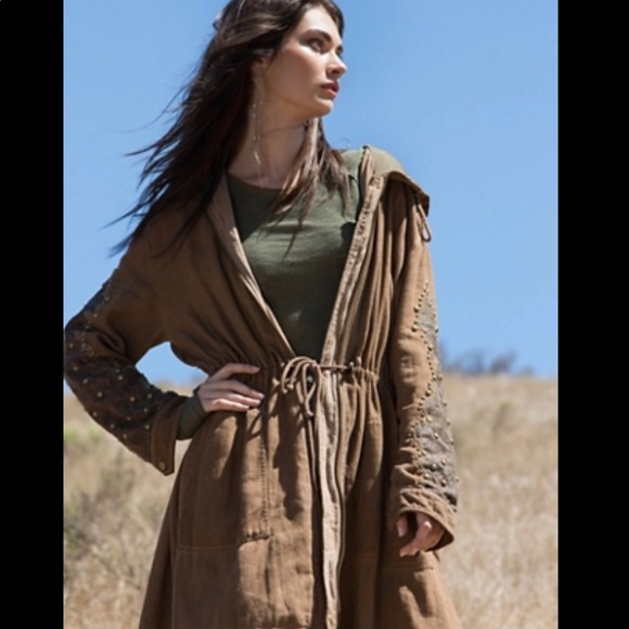 Free People Tan Parker Hooded Jacket Sz10 - Picture 10 of 16